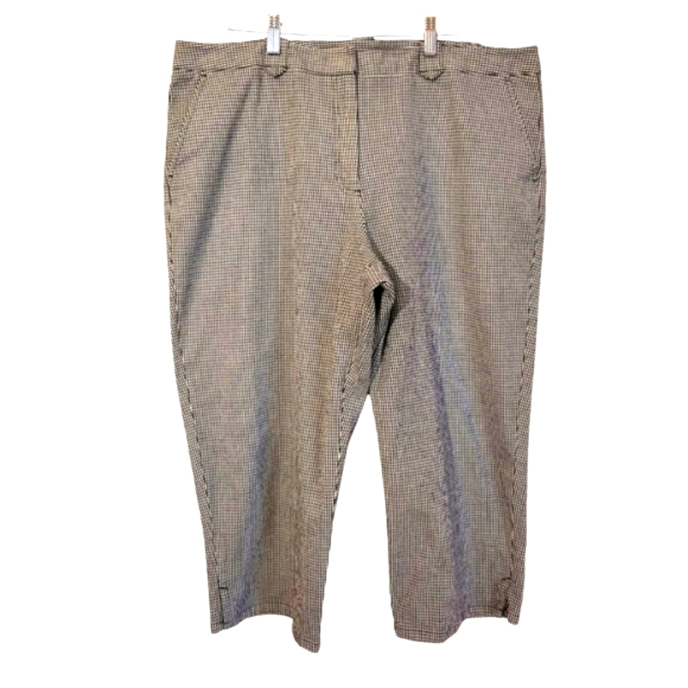 Sz 18 or 2X Liz Claiborne Villager Cotton Spandex Gingham Capri Dress Pants